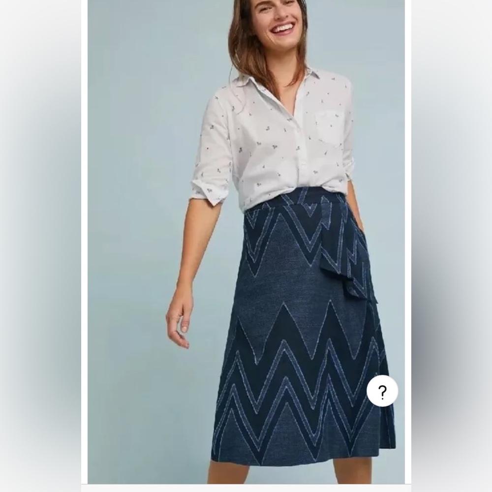 Anthropologie x Eva Franco Textured Chevron Midi Skirt - Picture 3 of 10